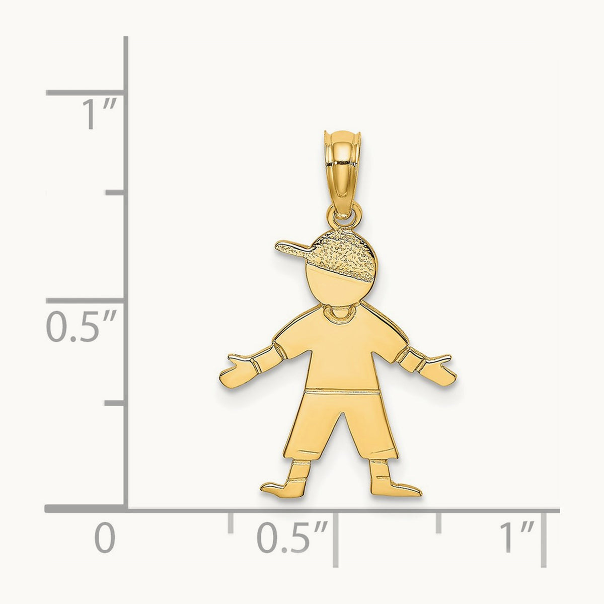 Boy w/ Baseball Cap Charm, 14K