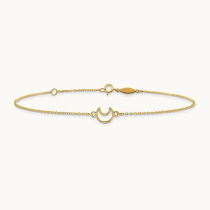 Textured and Polished Moon 9in Plus 1in ext. Anklet, 14K Gold