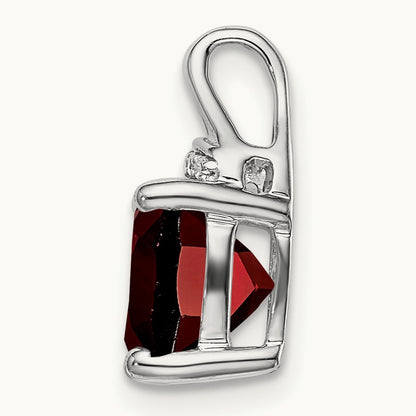 Cushion Garnet and Diamond Pendant — photo set