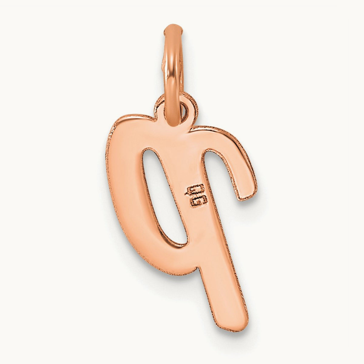 Small Script Letter P Initial Charm, 14K Rose Gold