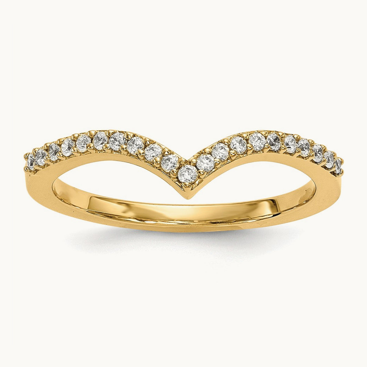 Diamond V Ring — 14K Yellow Gold