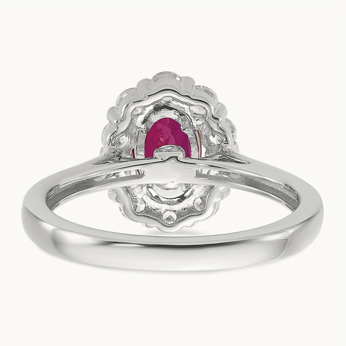 Created Ruby Halo Ring, 0.50 ct tw Lab-Grown Diamond — photo set