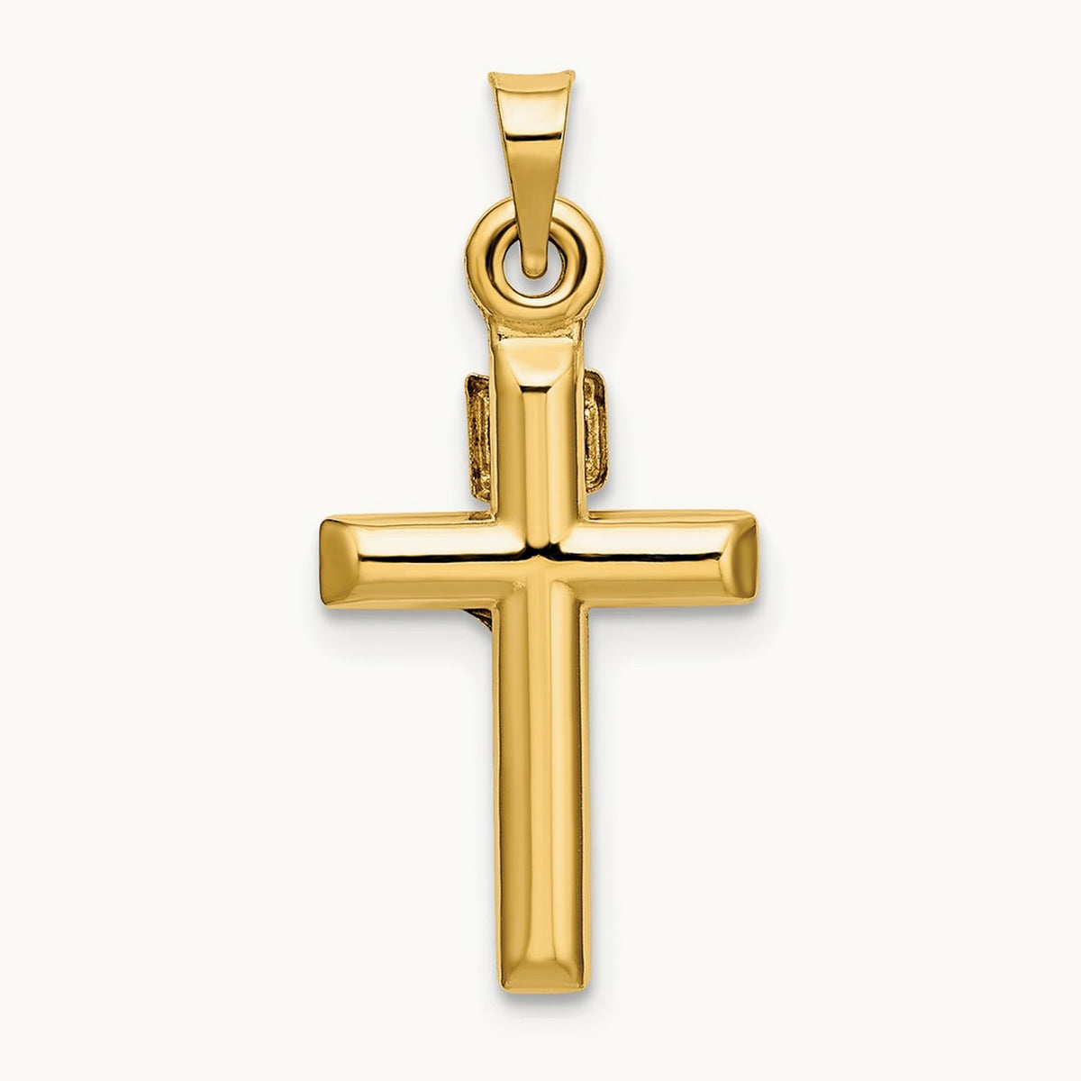 Hollow Crucifix Pendant — 14K Yellow Gold