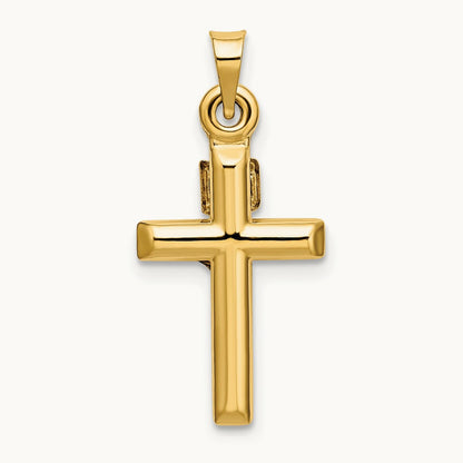 Hollow Crucifix Pendant — 14K Yellow Gold