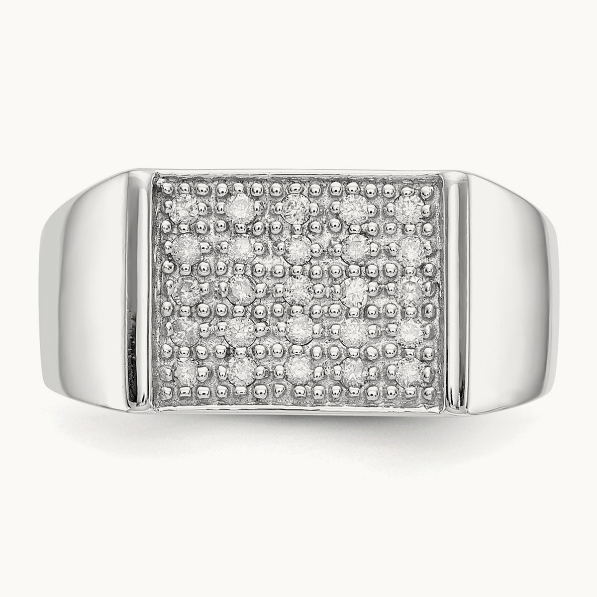 Diamond Mens Ring, 14K White Gold