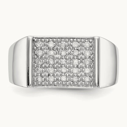 Diamond Mens Ring, 14K White Gold