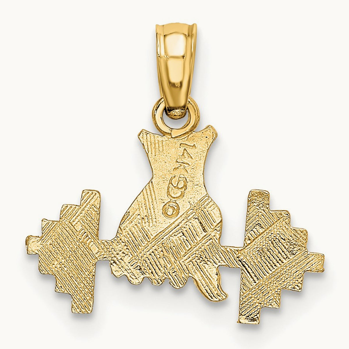 Hand Holding Barbell Charm, 14K