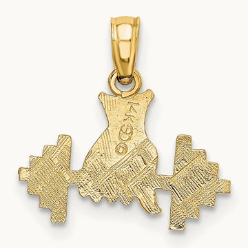Hand Holding Barbell Charm, 14K