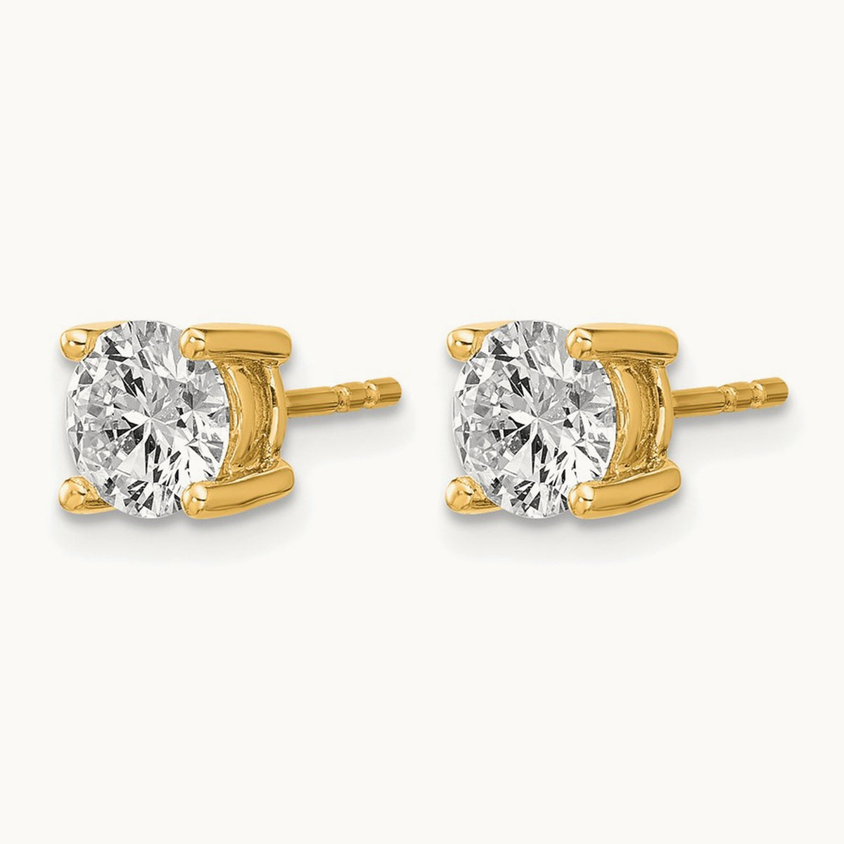 Round Lightweight Earrings, 0.25-6.00 ct tw Lab-Grown Diamond — 1 1/2 ct, 14K Yellow Gold