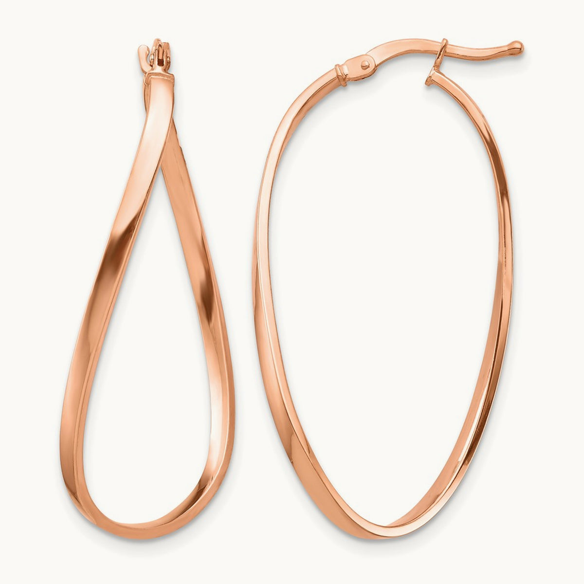 Wavy Hoop Earrings, 2mm, 14K Rose Gold