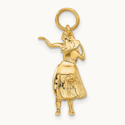 3-D Hula Dancer Charm, 14K