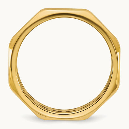 IB Goodman Men's Satin Octagonal Ring, 7.7mm, 14K Gold — 14K Yellow Gold