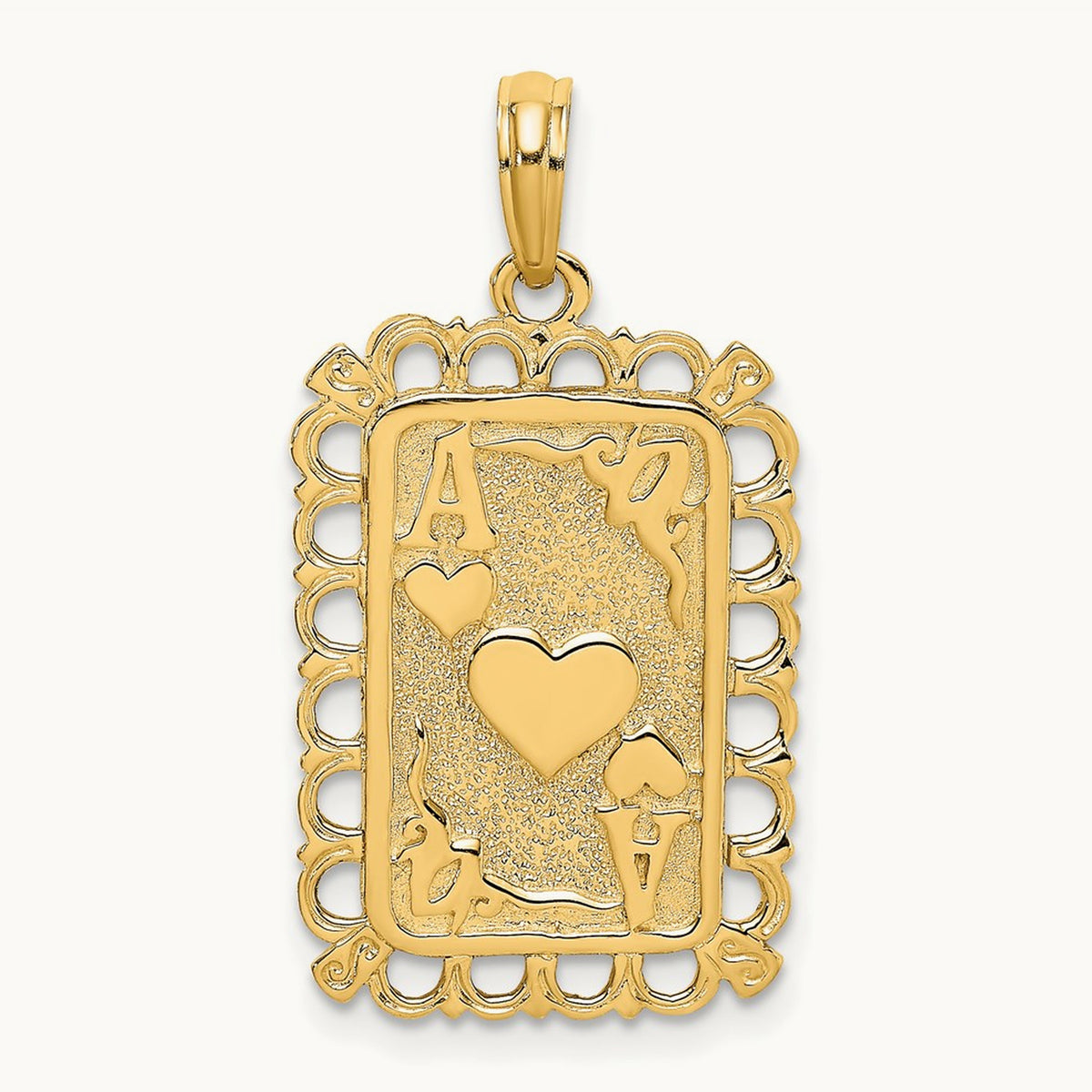 Hearts w/ Ace Playing Cards Charm, 14K