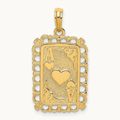 Hearts w/ Ace Playing Cards Charm, 14K