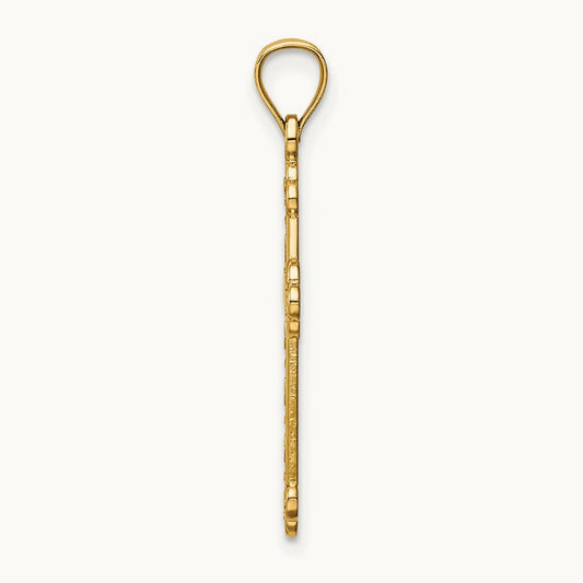 Satin and Polished Faith Cross Pendant, 14K