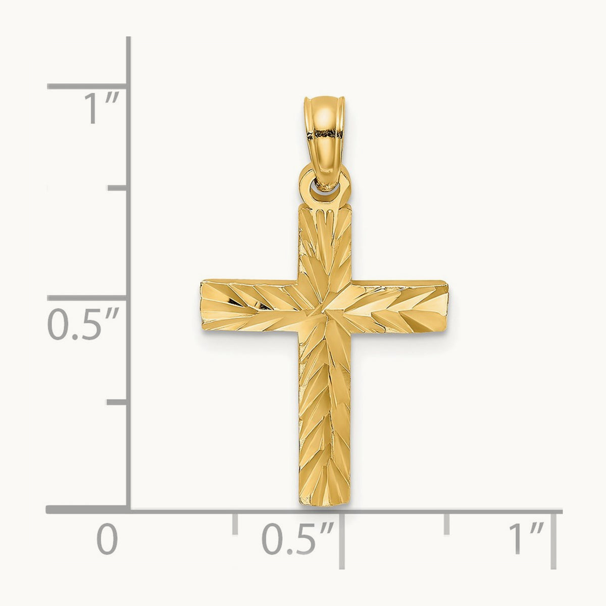 Diamond-cut Block Cross Charm — 14K Yellow Gold