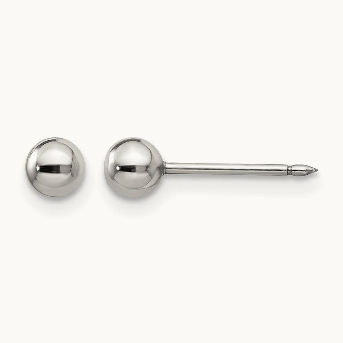 Inverness Stainless Steel Polished Ball Post Earrings — 4mm