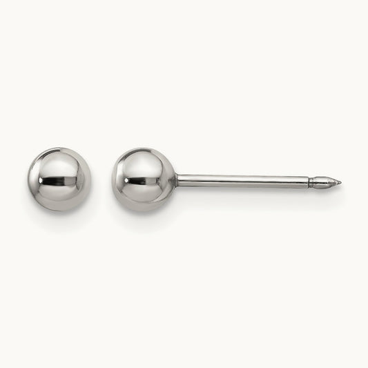 Inverness Stainless Steel Polished Ball Post Earrings — 4mm
