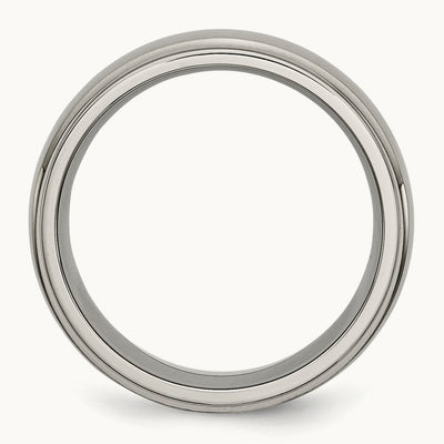 Brushed Center Ridged Edge Band, 8mm, Titanium