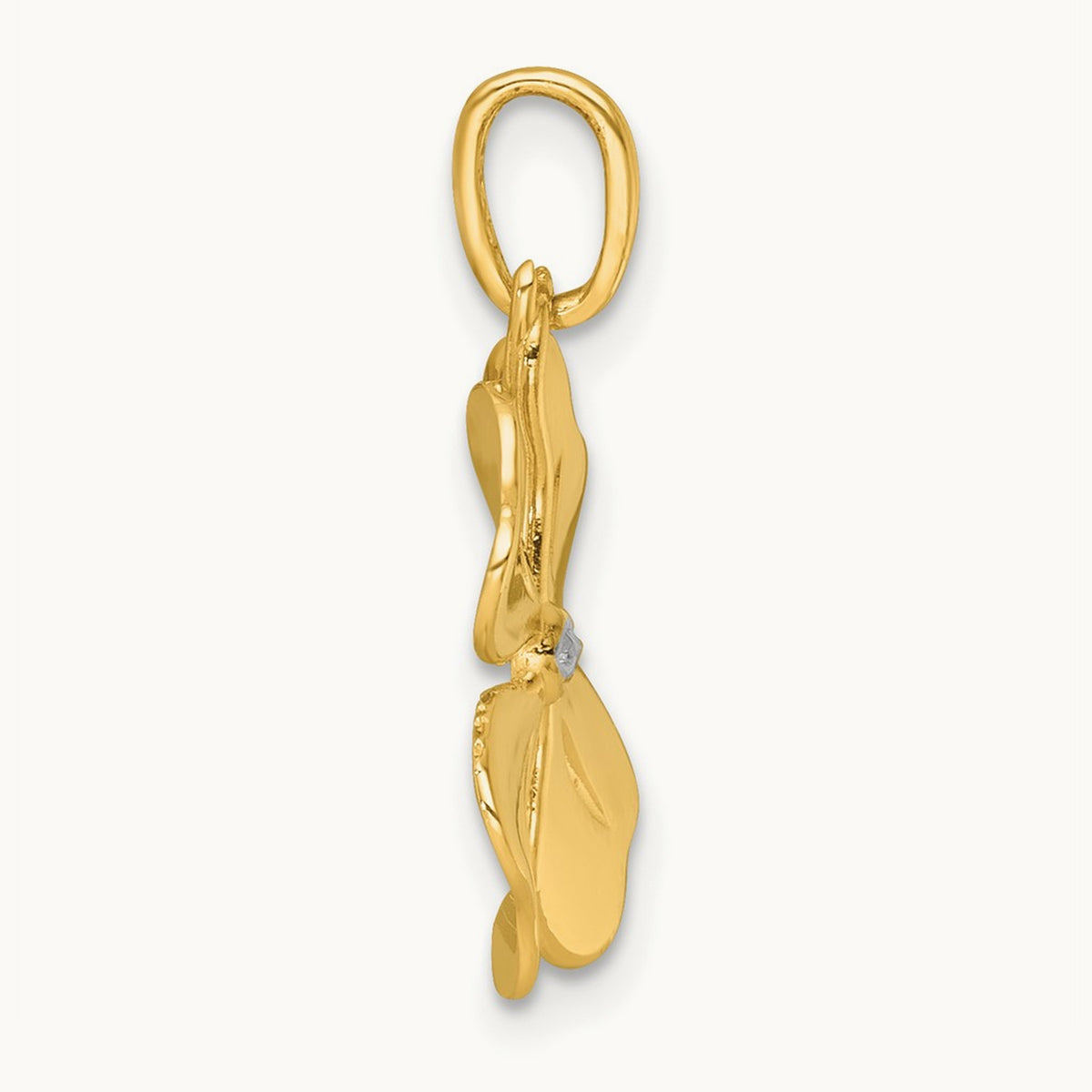 Polished 4 Leaf Clover Charm, 14K with White Rhodium