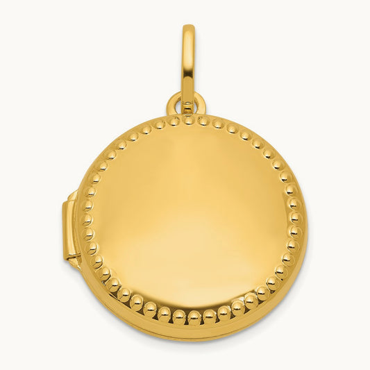Polished with Border Round Locket, 20mm, 14K