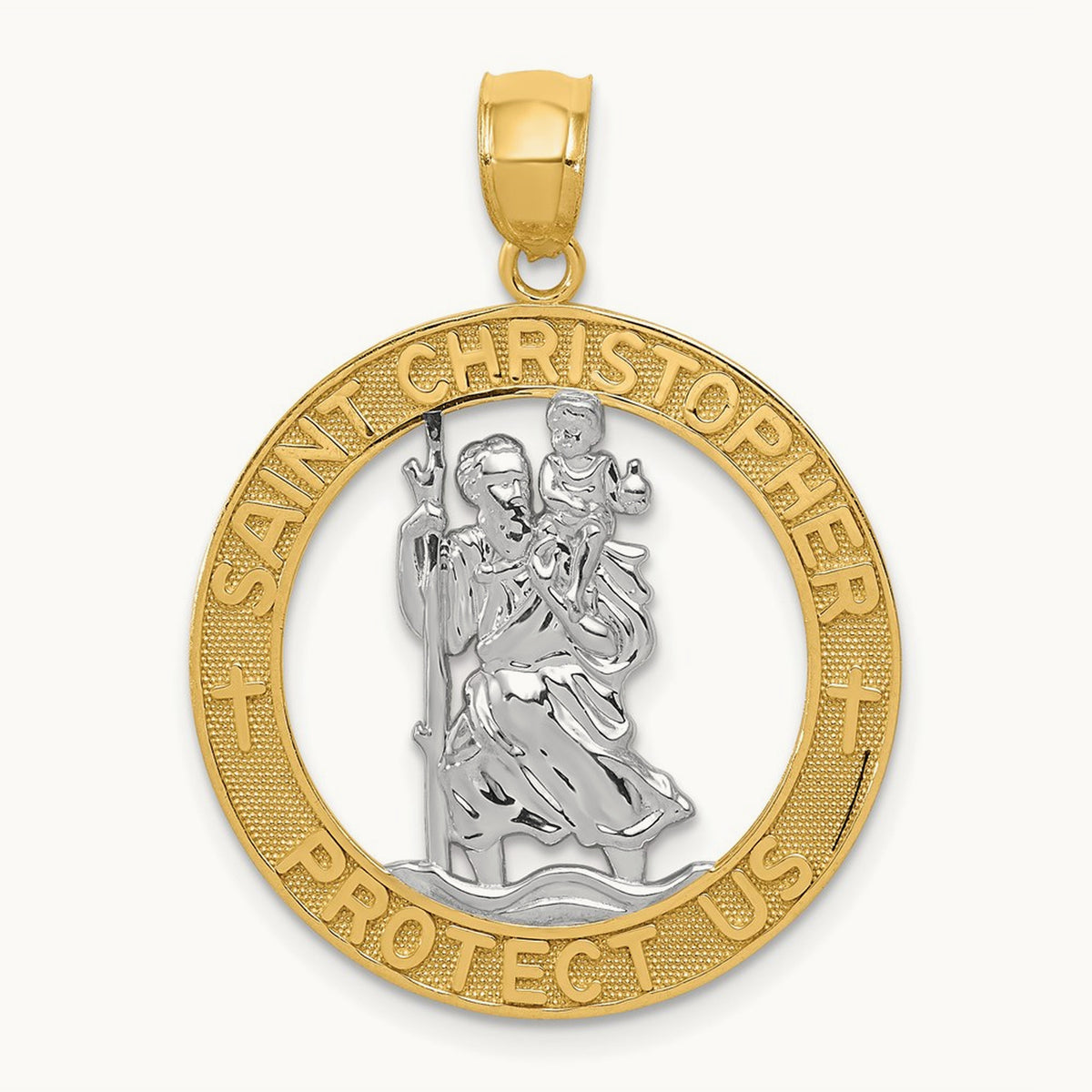St Christopher Pendant with rhodium — 31.75mm