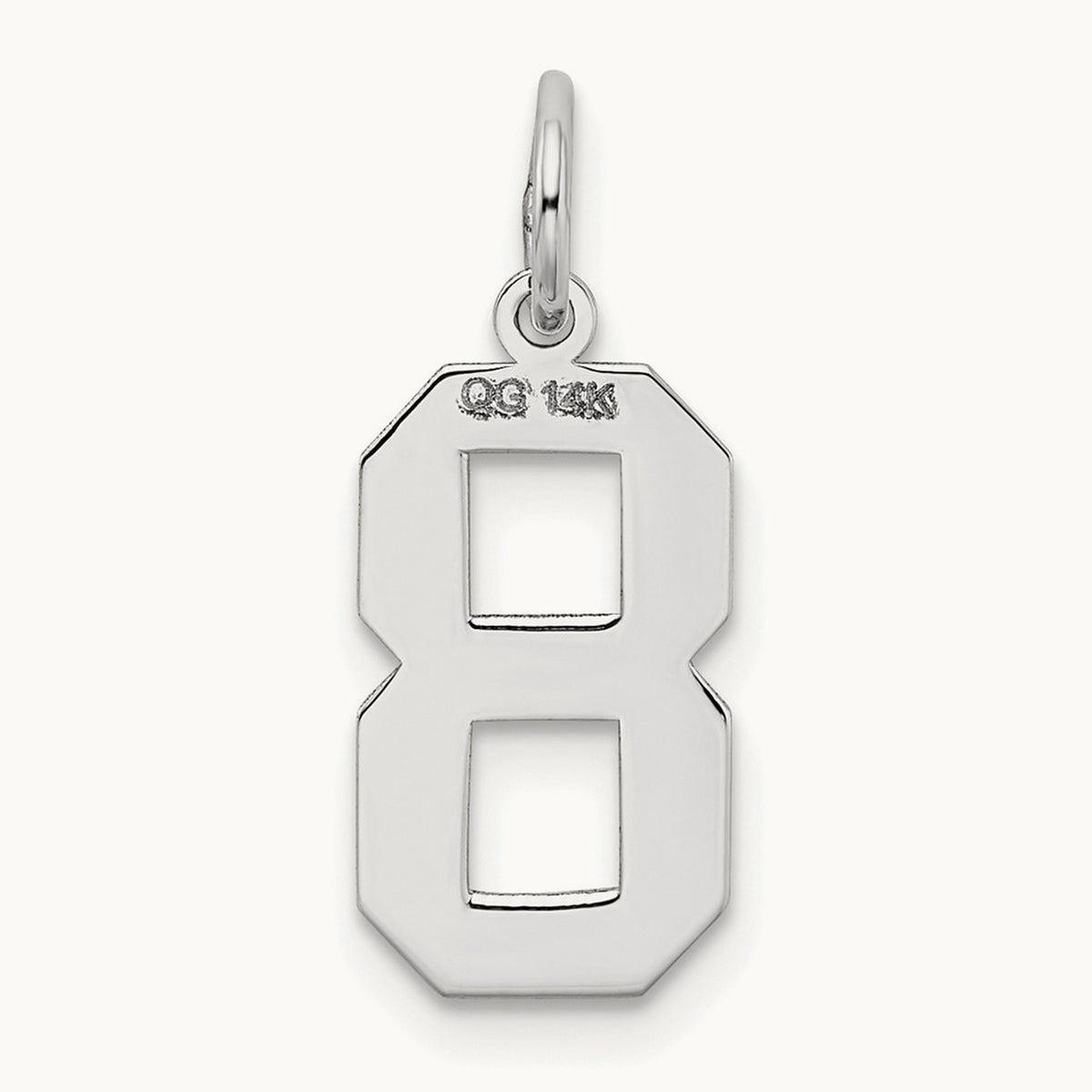 Medium Satin Number 8 Charm — 14K White Gold