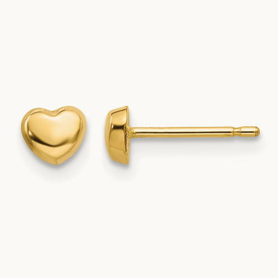 Polished Heart Post Earrings, 14K