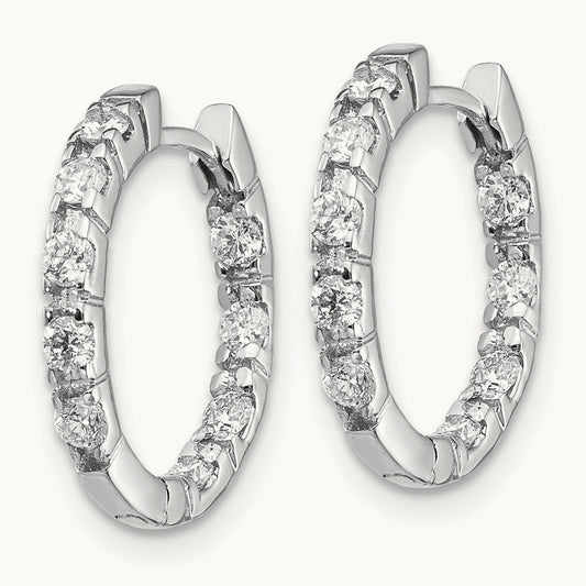 AA Diamond Hinged Hoop Earrings, 14K White Gold