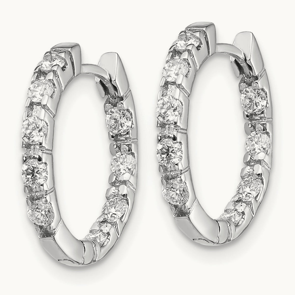 A Diamond Hinged Hoop Earrings, 14K White Gold