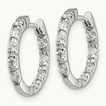 A Diamond Hinged Hoop Earrings, 14K White Gold