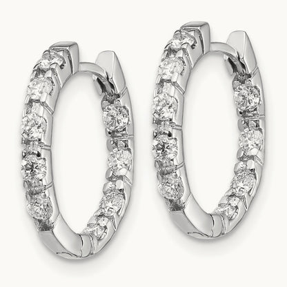 A Diamond Hinged Hoop Earrings, 14K White Gold