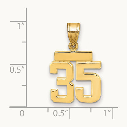 Small Polished Number 35 Charm, 14K