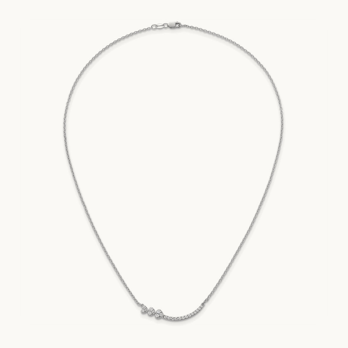 Fashion Hearts Bar Necklace, 0.25 ct tw Lab-Grown Diamond — 14K White Gold