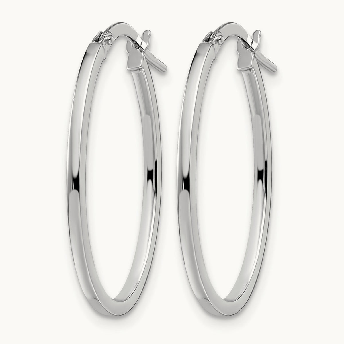 Polished Oval Hoop Earrings, 14K White Gold — Leslie's