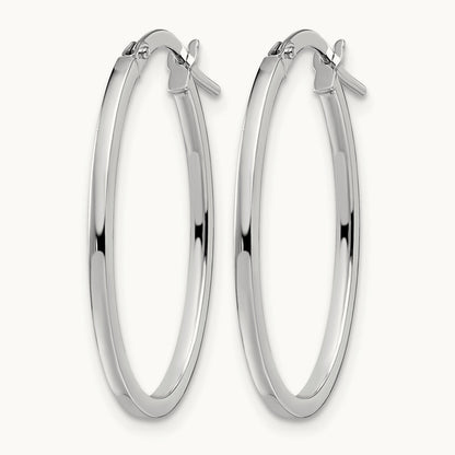 Polished Oval Hoop Earrings, 14K White Gold — Leslie's