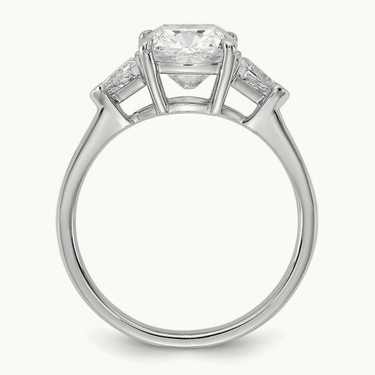 1/2ct Lab Grown Dia VS/SI+ G+ Triangle 2ct Cushion Semi Eng Ring, 14K White Gold