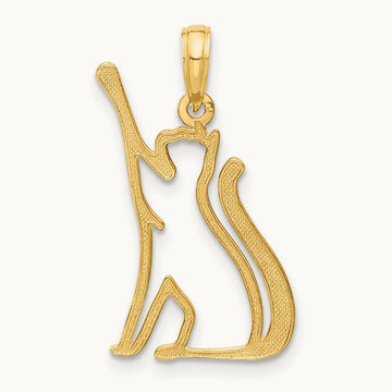 Polished Cat Reaching Pendant, 14K