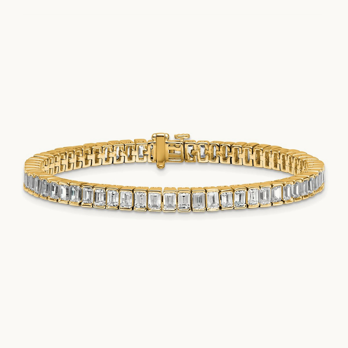 Emerald Bezel Tennis Bracelet — 14K Yellow Gold