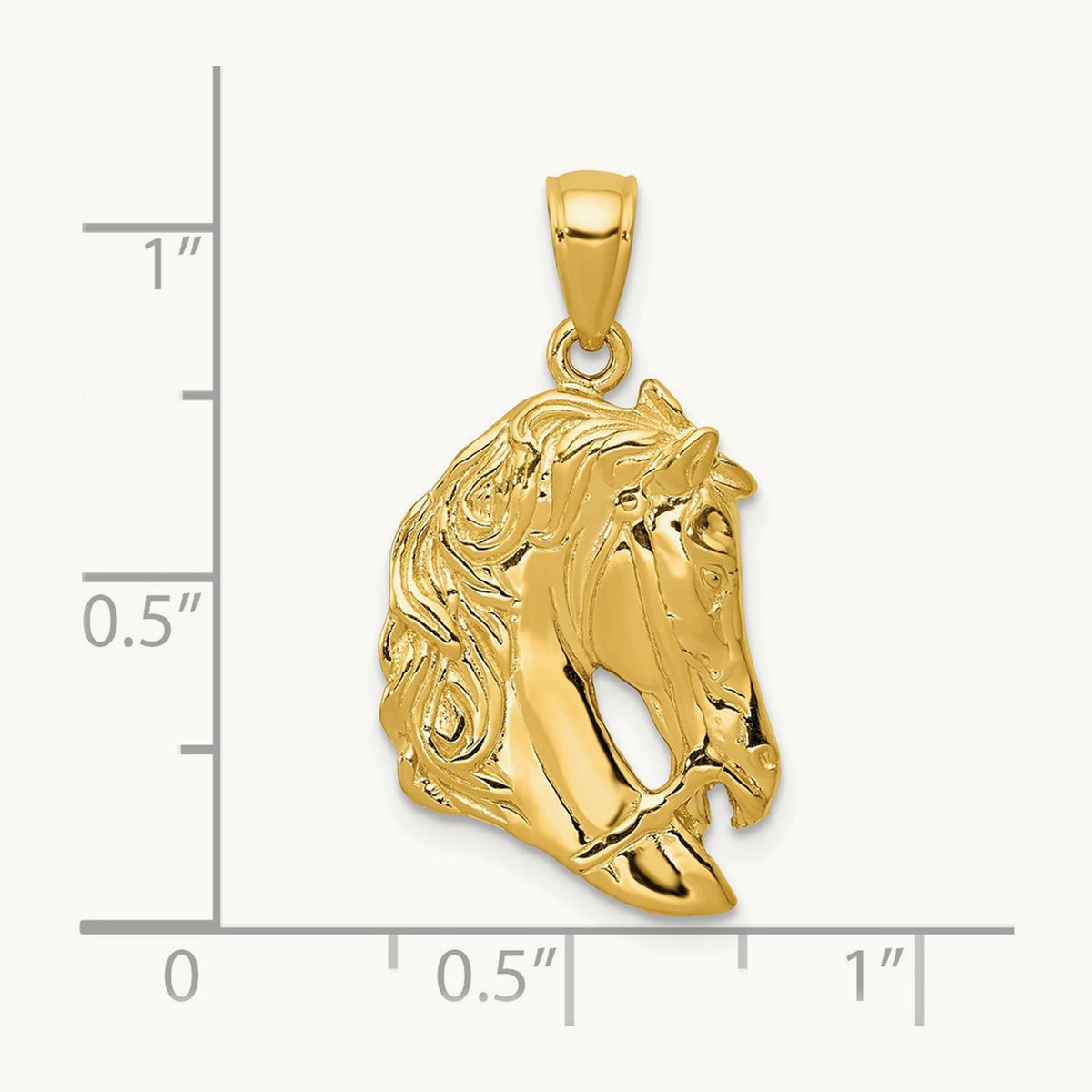 Solid Polished Open-Backed Horse Head Pendant, 14K