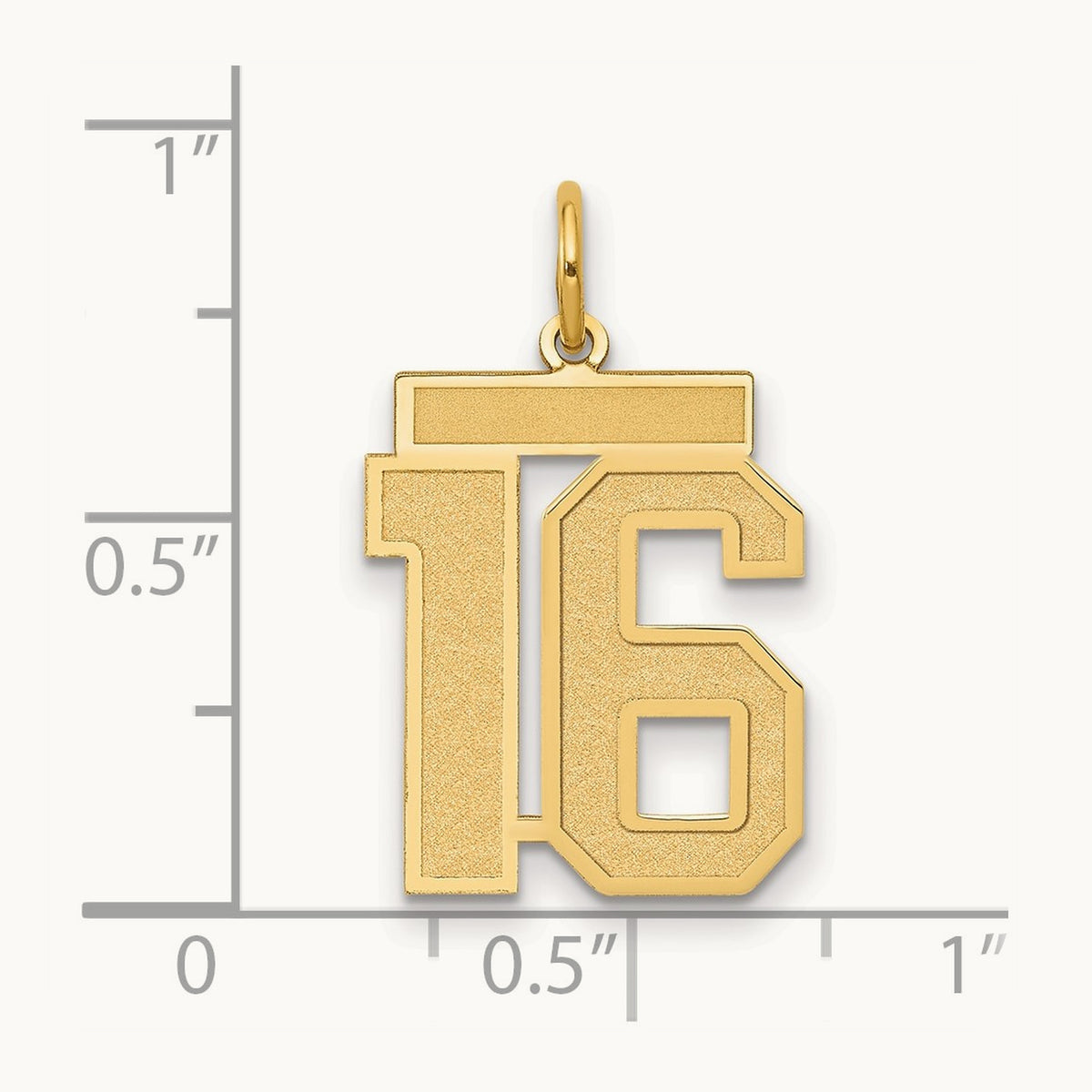 Medium Satin Number 16 Charm, 14K