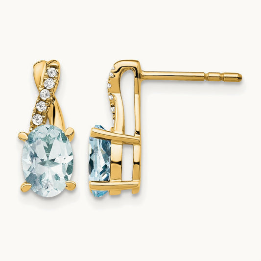 Aquamarine and Diamond Earrings — 13.6mm