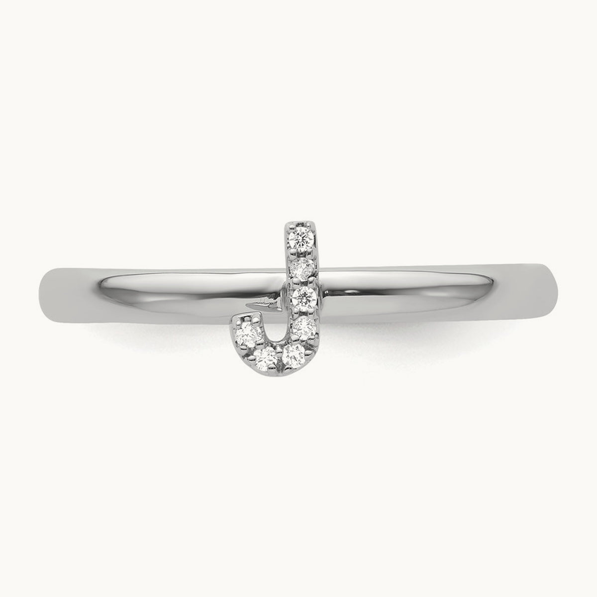 Stackable Diamond Ring — 14K White Gold, J