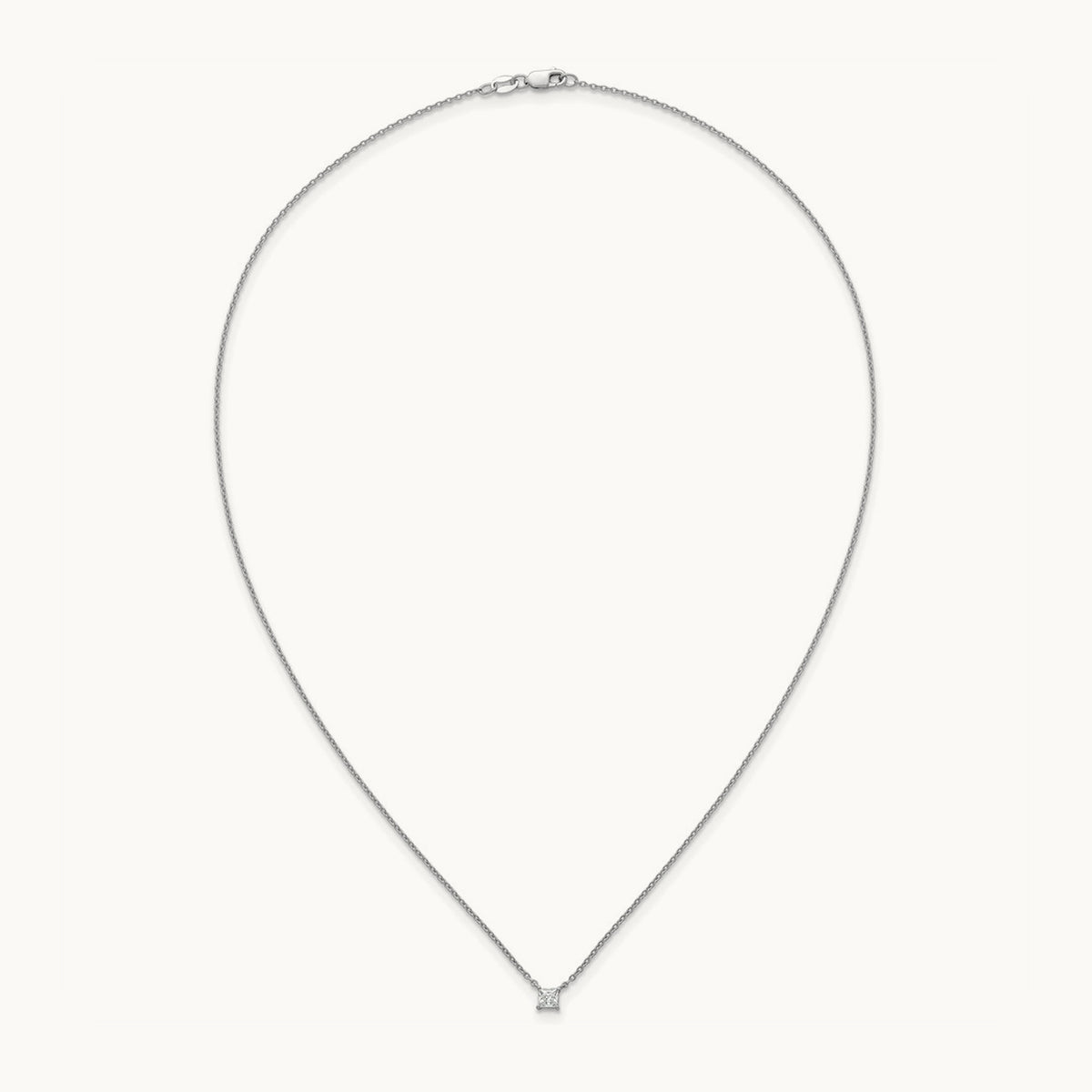 Princess Pendant Necklace, 0.25-4.00 ct tw Lab-Grown Diamond — 1/4 ct, VS (Best), 14K White Gold