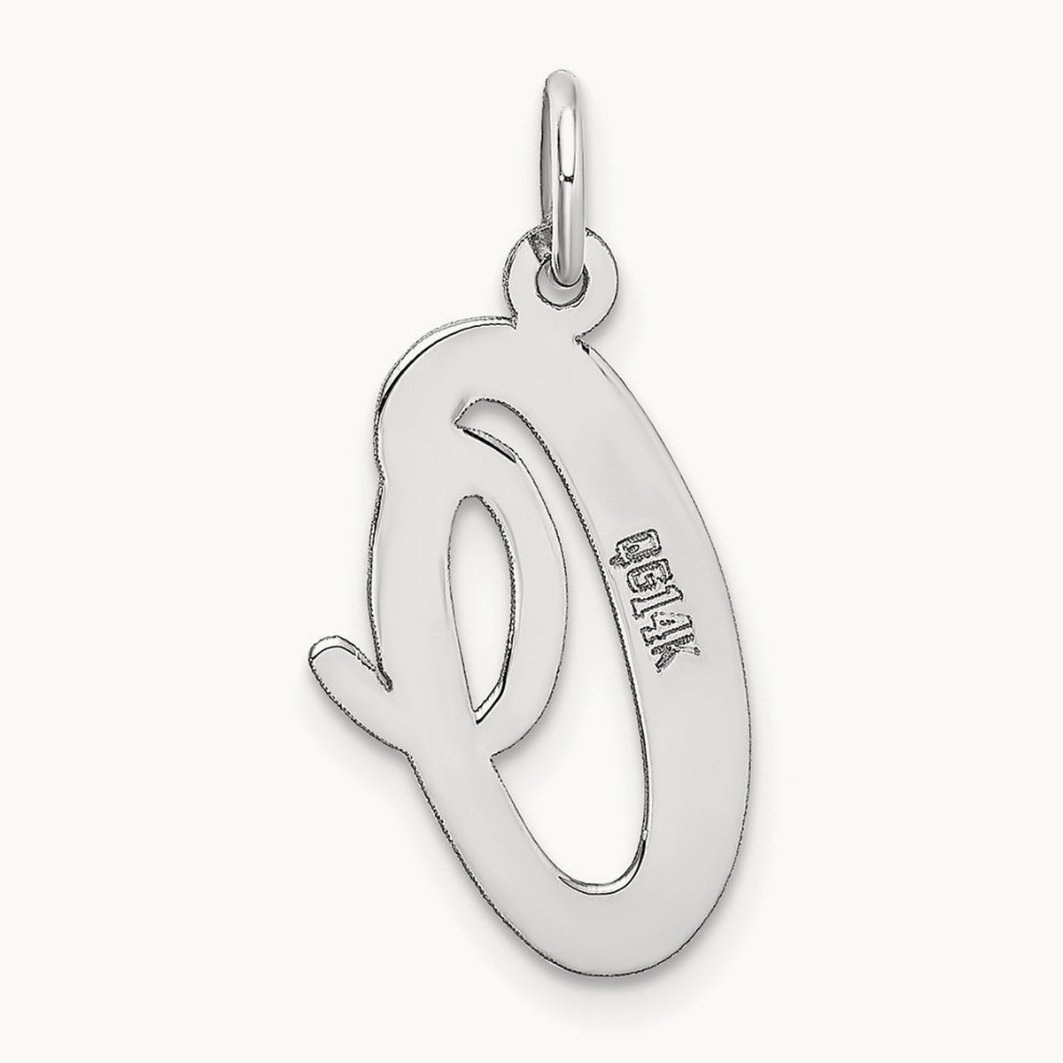 Large Script Initial Charm — 14K White Gold, O