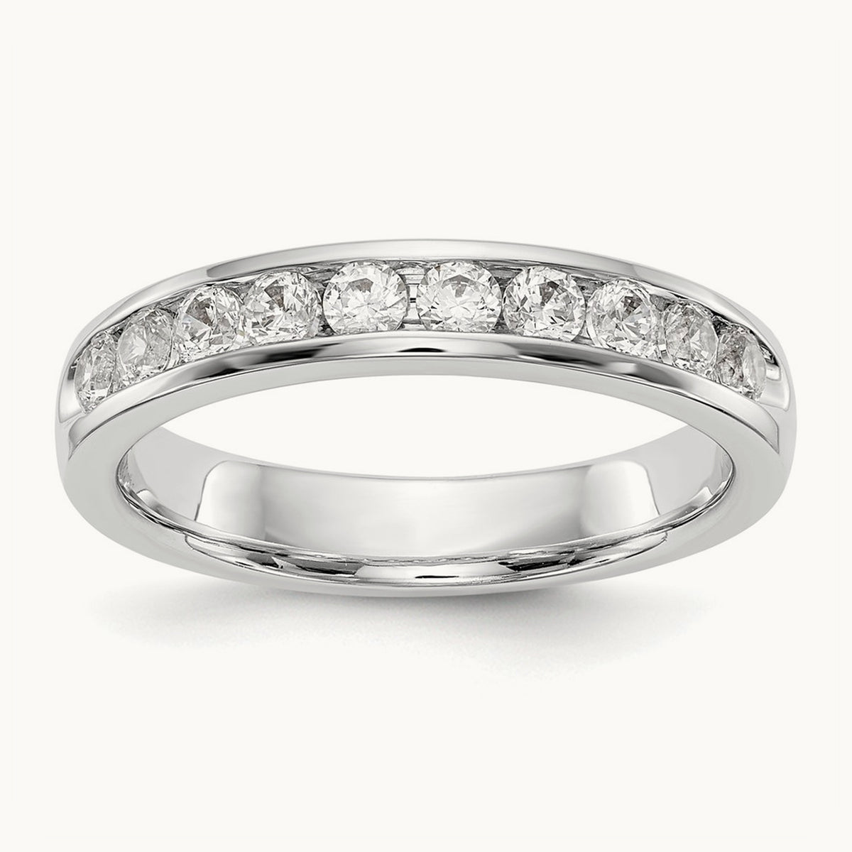 10-Stone Diamond Channel Band, 14K White Gold