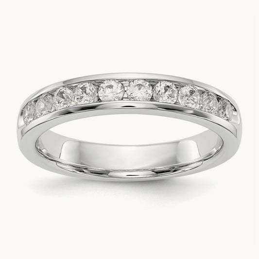 10-Stone Diamond Channel Band, 14K White Gold