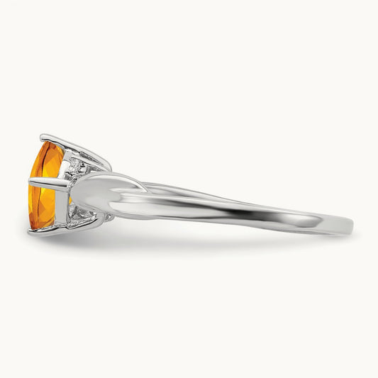 Cushion Citrine and Diamond Ring — photo set