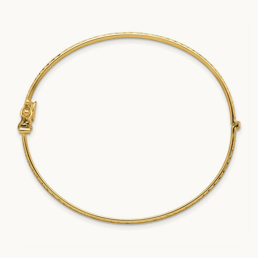 Polished Diamond-cut Textured Hinged Bangle Bracelet — 5.25mm