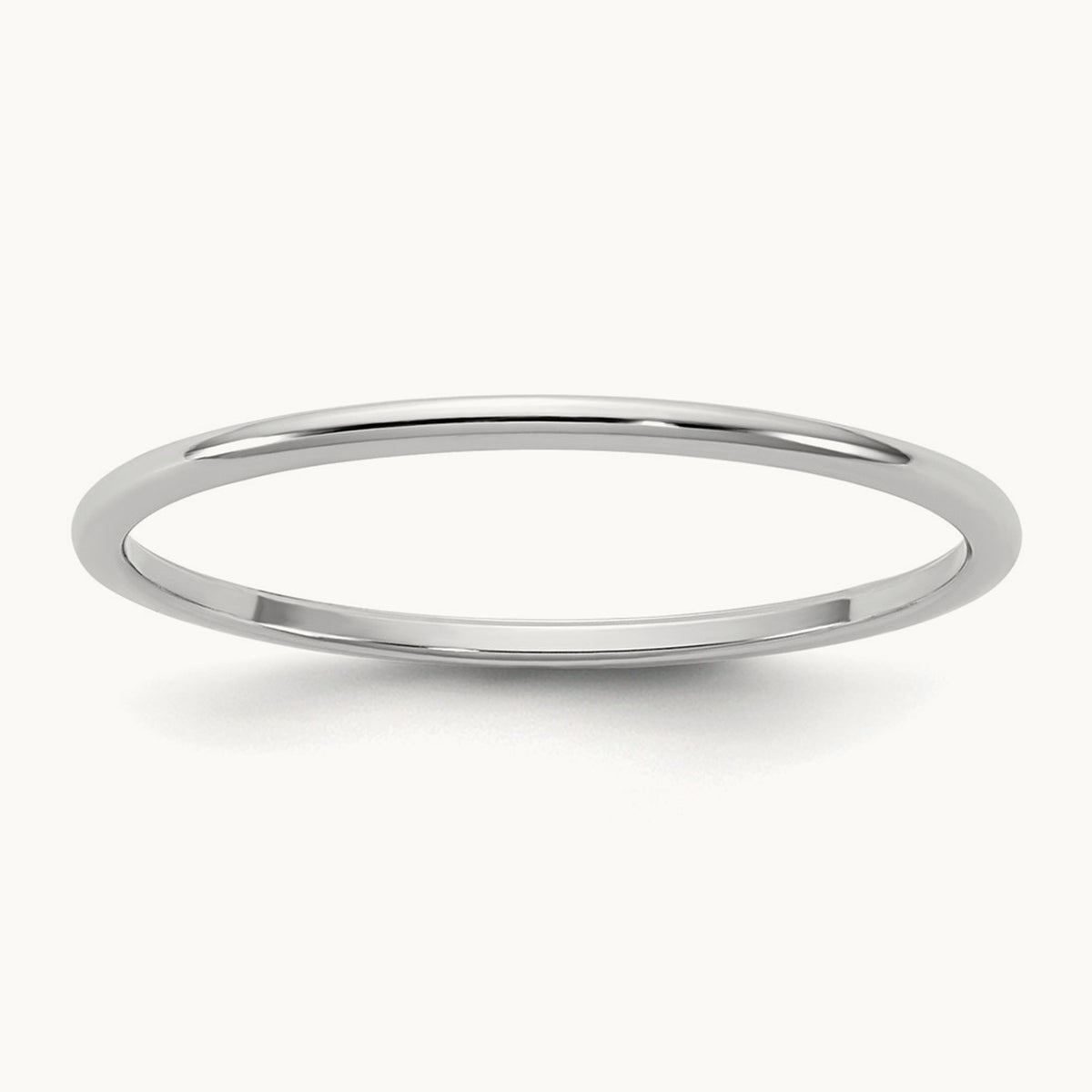 Lightweight Half Round Band, 1mm, 10K White Gold